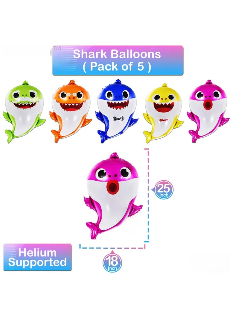 KATCHON Pack of 5, Baby Shark Balloons Set - Big, 25 Inch | Baby Shark Foil Balloon for Baby Shark Birthday Decorations | Under The Sea Balloons for Baby Shark Party Decorations | Baby Shark Party Supplies - Image 3
